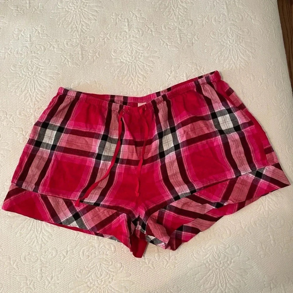 Victoria Secret Pink Plaid Pajama Set Top and Shorts Medium EUC Soft Sexy - Picture 8 of 13
